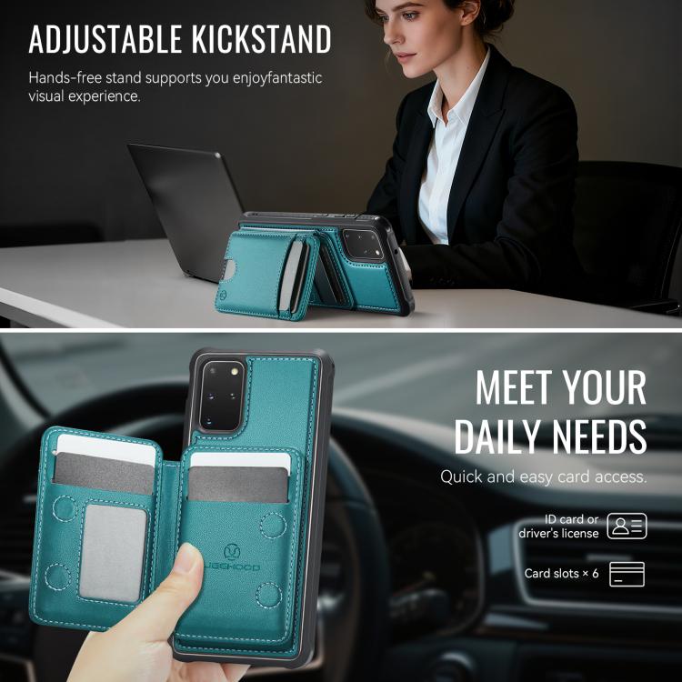 For Samsung Galaxy S20+ 5G JEEHOOD J10 Flip Card Bag MagSafe Split RFID Leather Phone Case