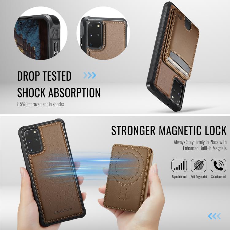 For Samsung Galaxy S20+ 5G JEEHOOD J10 Flip Card Bag MagSafe Split RFID Leather Phone Case