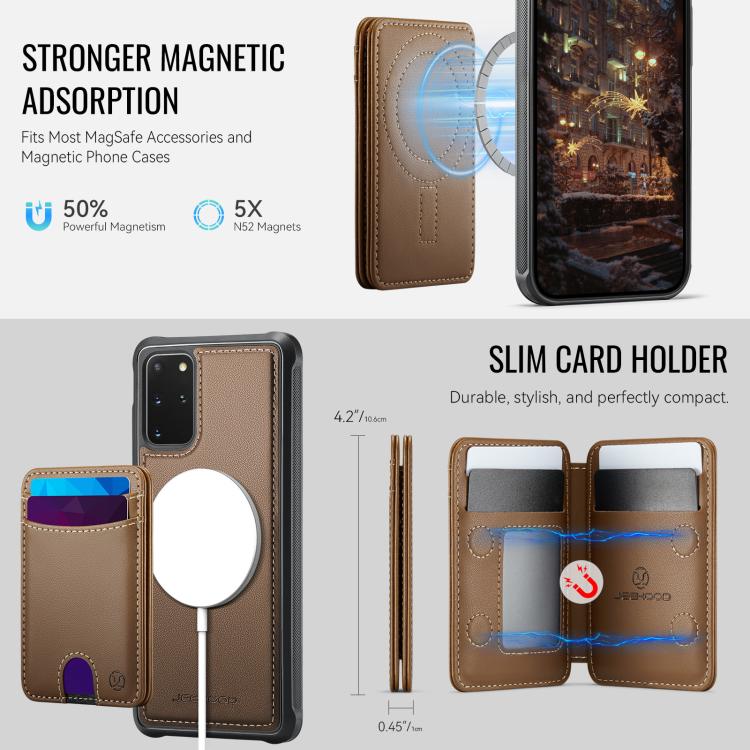 For Samsung Galaxy S20+ 5G JEEHOOD J10 Flip Card Bag MagSafe Split RFID Leather Phone Case
