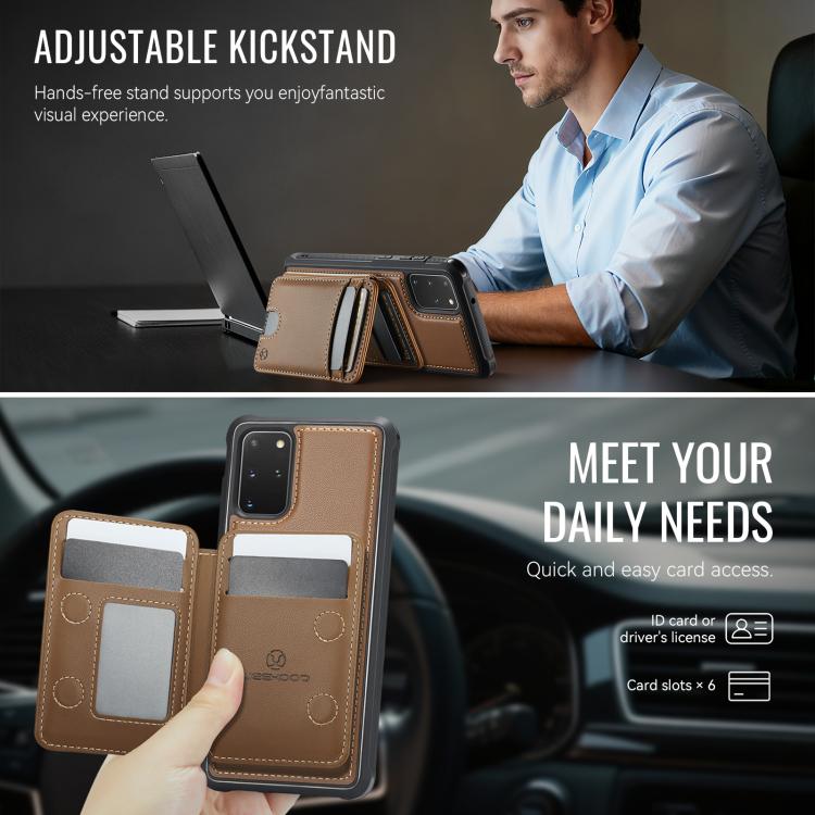 For Samsung Galaxy S20+ 5G JEEHOOD J10 Flip Card Bag MagSafe Split RFID Leather Phone Case