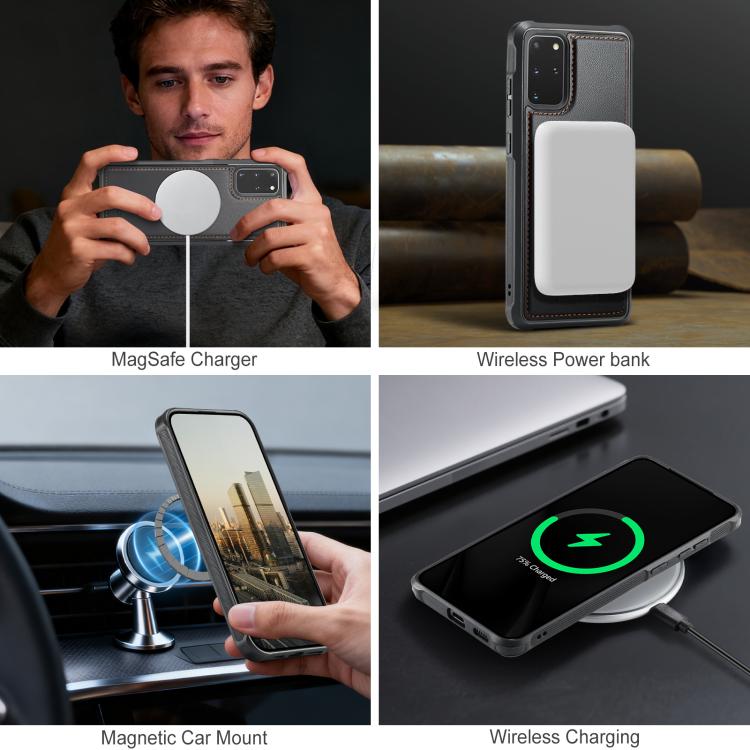 For Samsung Galaxy S20+ 5G JEEHOOD J10 Flip Card Bag MagSafe Split RFID Leather Phone Case