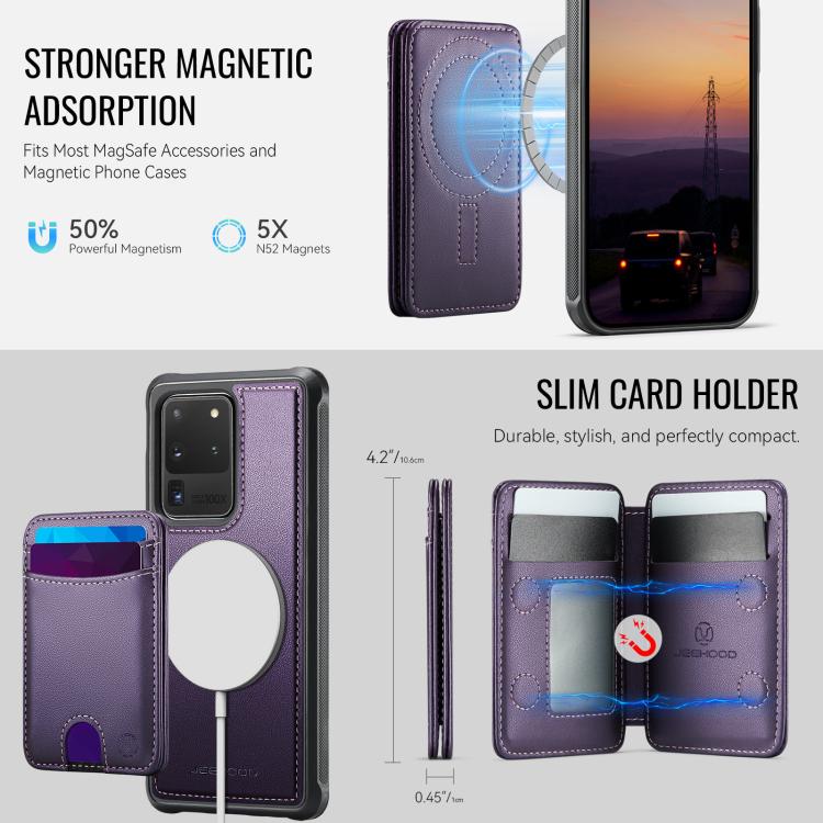 For Samsung Galaxy S20 Ultra 5G JEEHOOD J10 Flip Card Bag MagSafe Split RFID Leather Phone Case