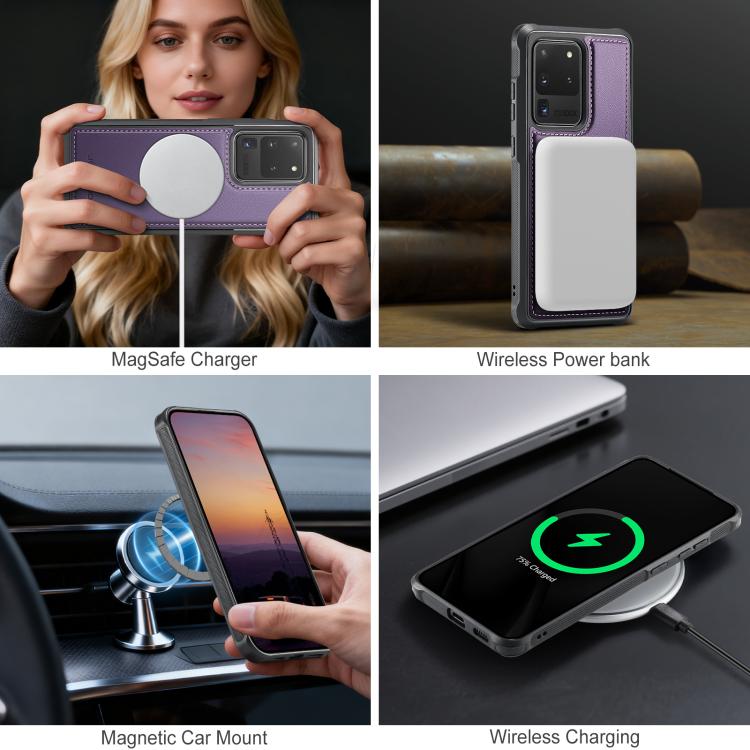 For Samsung Galaxy S20 Ultra 5G JEEHOOD J10 Flip Card Bag MagSafe Split RFID Leather Phone Case