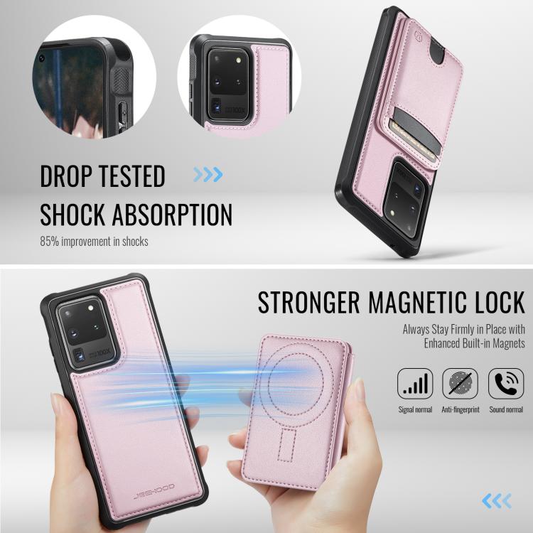 For Samsung Galaxy S20 Ultra 5G JEEHOOD J10 Flip Card Bag MagSafe Split RFID Leather Phone Case