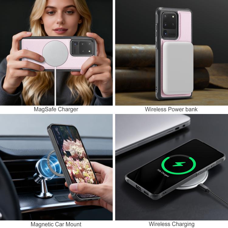 For Samsung Galaxy S20 Ultra 5G JEEHOOD J10 Flip Card Bag MagSafe Split RFID Leather Phone Case