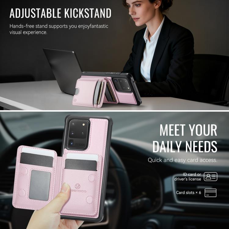 For Samsung Galaxy S20 Ultra 5G JEEHOOD J10 Flip Card Bag MagSafe Split RFID Leather Phone Case