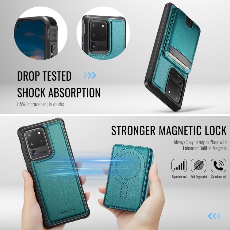 For Samsung Galaxy S20 Ultra 5G JEEHOOD J10 Flip Card Bag MagSafe Split RFID Leather Phone Case
