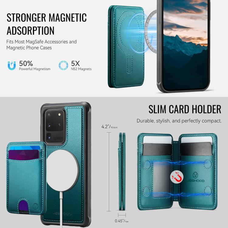 For Samsung Galaxy S20 Ultra 5G JEEHOOD J10 Flip Card Bag MagSafe Split RFID Leather Phone Case