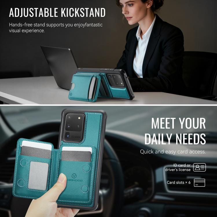 For Samsung Galaxy S20 Ultra 5G JEEHOOD J10 Flip Card Bag MagSafe Split RFID Leather Phone Case