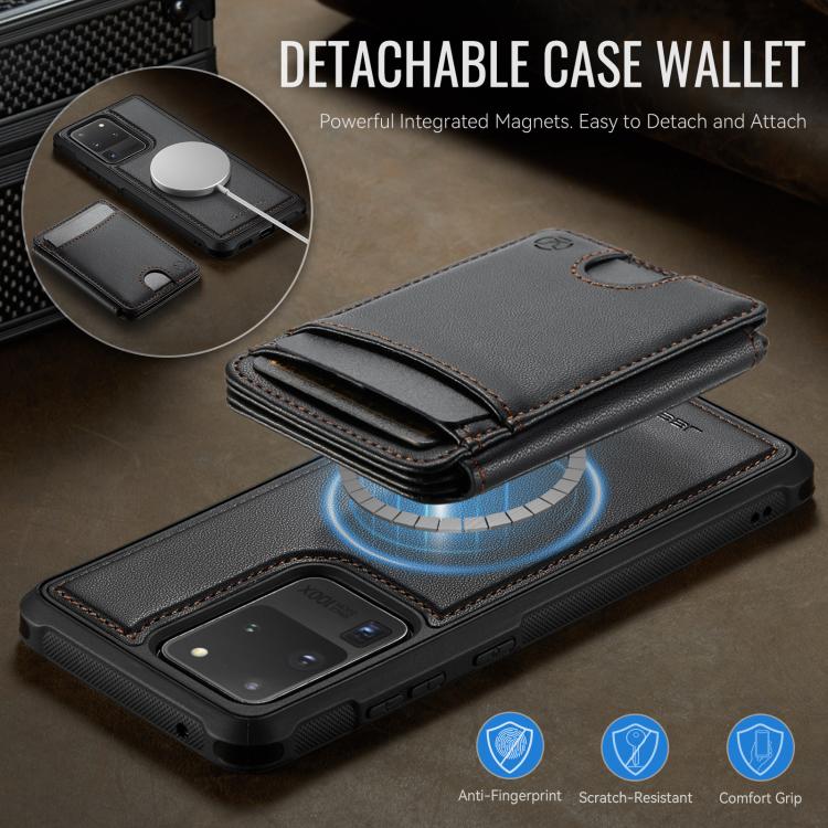 For Samsung Galaxy S20 Ultra 5G JEEHOOD J10 Flip Card Bag MagSafe Split RFID Leather Phone Case
