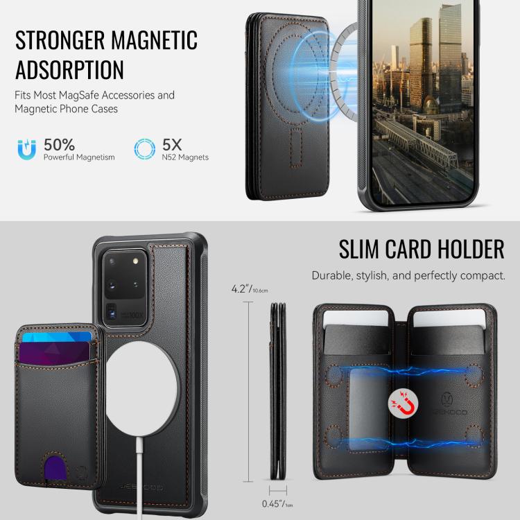 For Samsung Galaxy S20 Ultra 5G JEEHOOD J10 Flip Card Bag MagSafe Split RFID Leather Phone Case