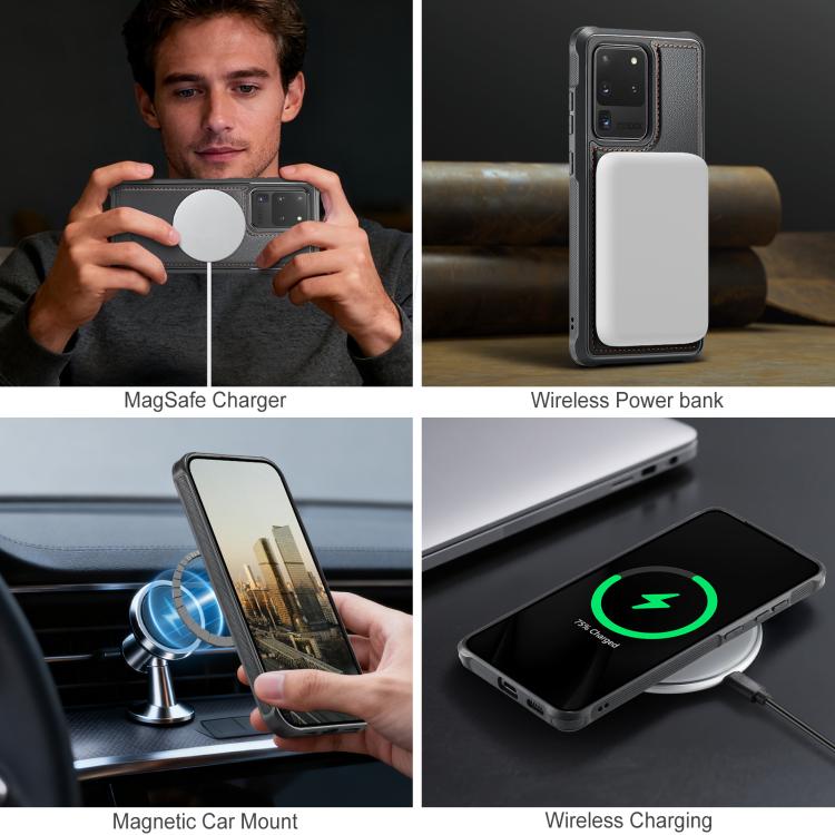 For Samsung Galaxy S20 Ultra 5G JEEHOOD J10 Flip Card Bag MagSafe Split RFID Leather Phone Case