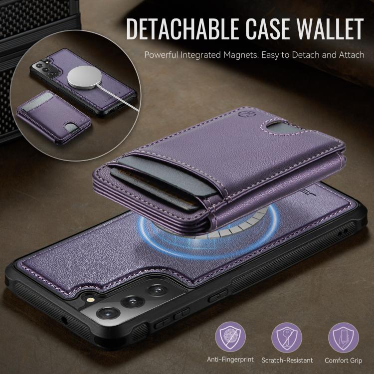 For Samsung Galaxy S21 FE 5G JEEHOOD J10 Flip Card Bag MagSafe Split RFID Leather Phone Case