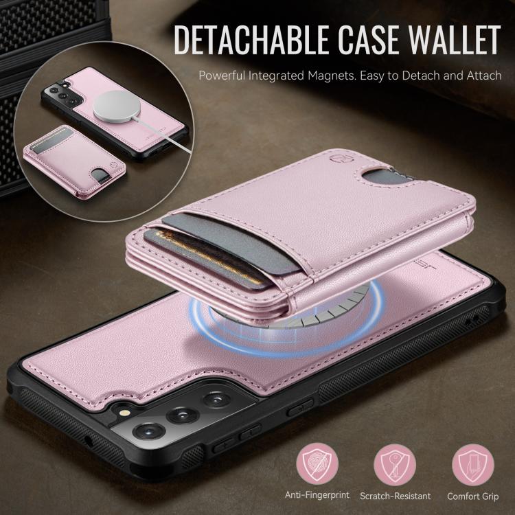 For Samsung Galaxy S21 FE 5G JEEHOOD J10 Flip Card Bag MagSafe Split RFID Leather Phone Case