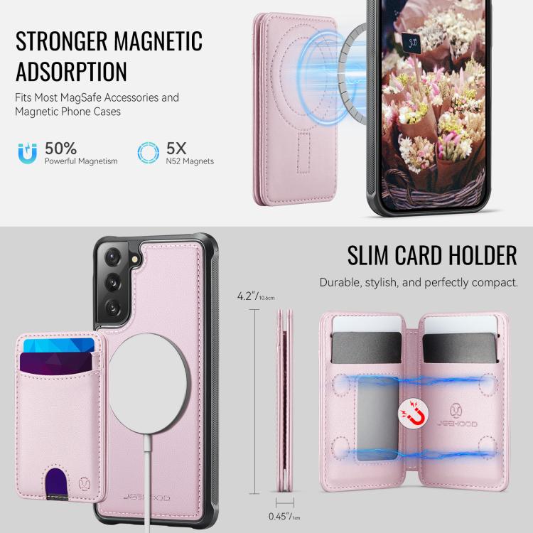 For Samsung Galaxy S21 FE 5G JEEHOOD J10 Flip Card Bag MagSafe Split RFID Leather Phone Case