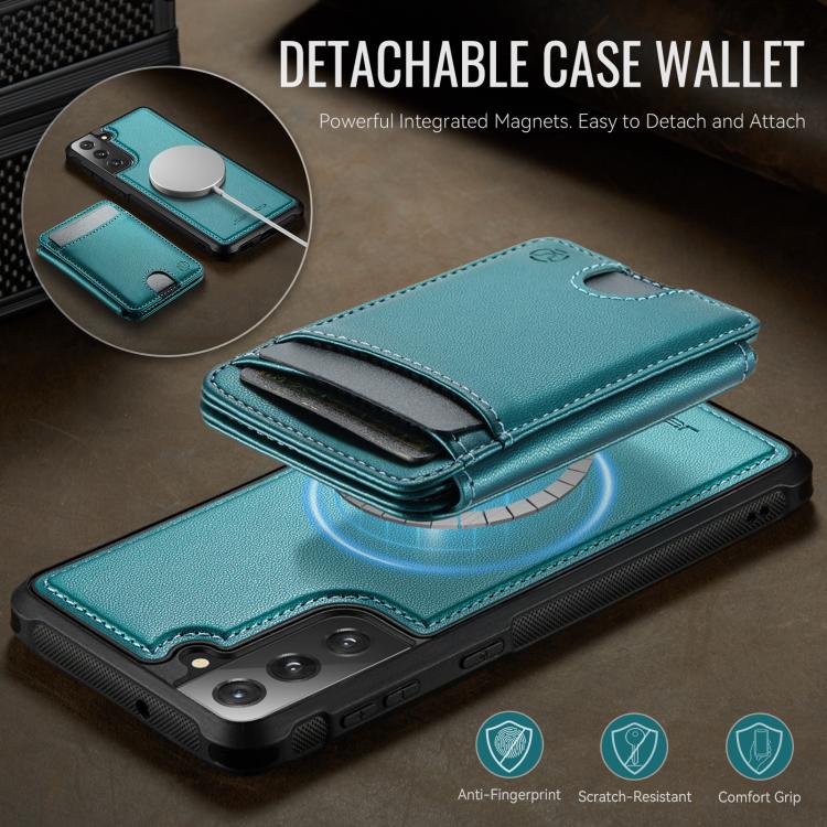 For Samsung Galaxy S21 FE 5G JEEHOOD J10 Flip Card Bag MagSafe Split RFID Leather Phone Case