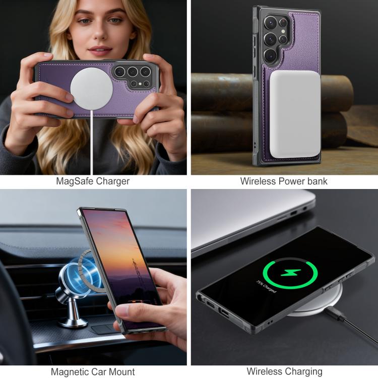 For Samsung Galaxy S22 Ultra 5G JEEHOOD J10 Flip Card Bag MagSafe Split RFID Leather Phone Case