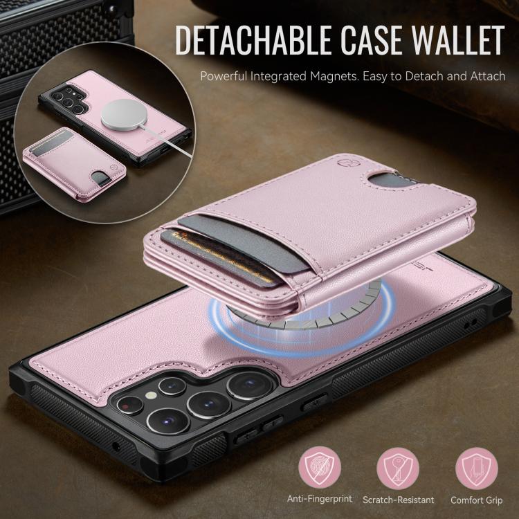 For Samsung Galaxy S22 Ultra 5G JEEHOOD J10 Flip Card Bag MagSafe Split RFID Leather Phone Case