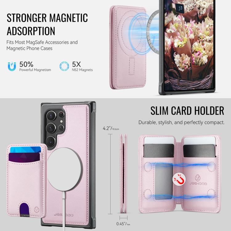 For Samsung Galaxy S22 Ultra 5G JEEHOOD J10 Flip Card Bag MagSafe Split RFID Leather Phone Case