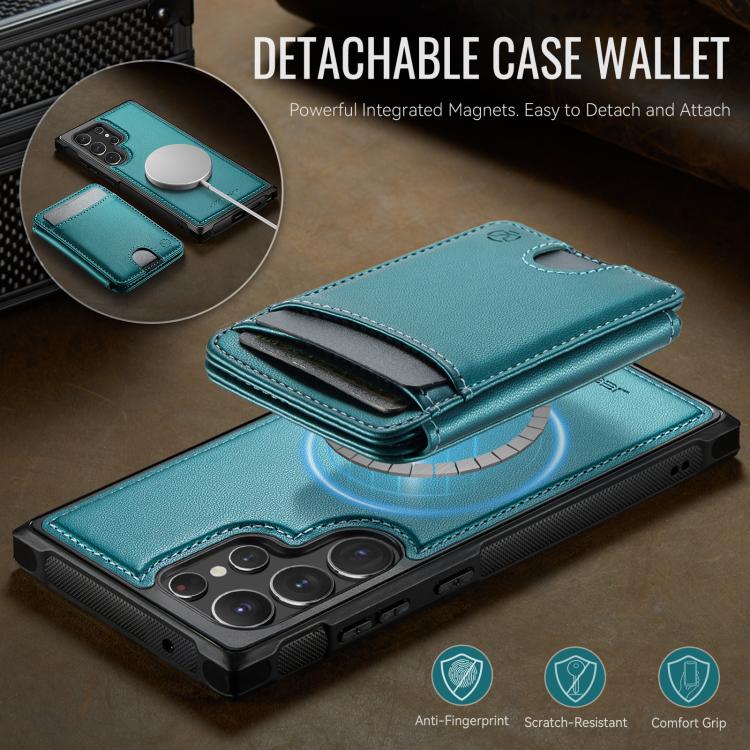 For Samsung Galaxy S22 Ultra 5G JEEHOOD J10 Flip Card Bag MagSafe Split RFID Leather Phone Case