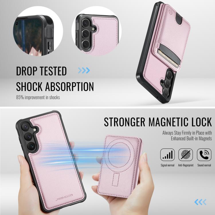 For Samsung Galaxy S23 FE 5G JEEHOOD J10 Flip Card Bag MagSafe Split RFID Leather Phone Case