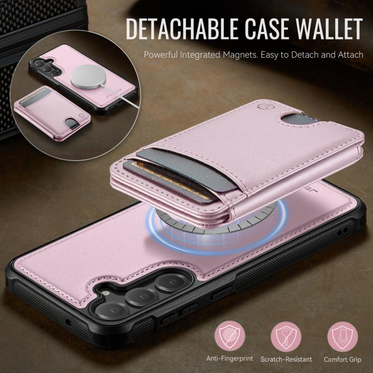 For Samsung Galaxy S23 FE 5G JEEHOOD J10 Flip Card Bag MagSafe Split RFID Leather Phone Case