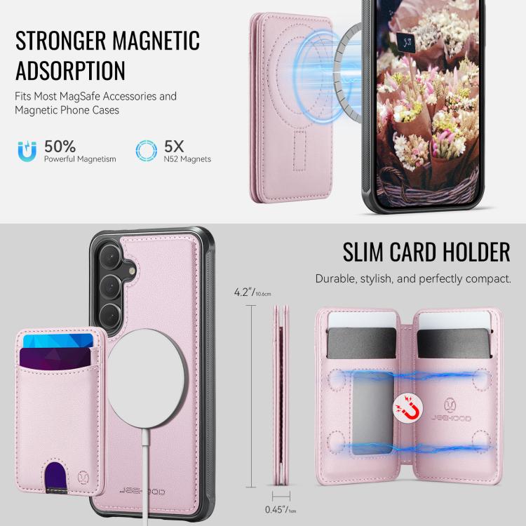 For Samsung Galaxy S23 FE 5G JEEHOOD J10 Flip Card Bag MagSafe Split RFID Leather Phone Case