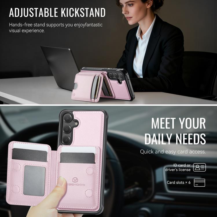 For Samsung Galaxy S23 FE 5G JEEHOOD J10 Flip Card Bag MagSafe Split RFID Leather Phone Case