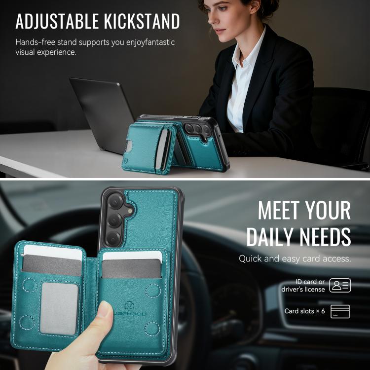 For Samsung Galaxy S23 FE 5G JEEHOOD J10 Flip Card Bag MagSafe Split RFID Leather Phone Case