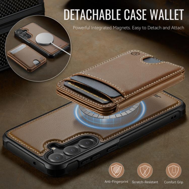 For Samsung Galaxy S23 FE 5G JEEHOOD J10 Flip Card Bag MagSafe Split RFID Leather Phone Case