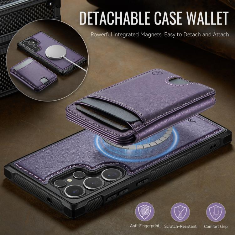 For Samsung Galaxy S23 Ultra 5G JEEHOOD J10 Flip Card Bag MagSafe Split RFID Leather Phone Case