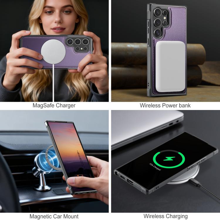 For Samsung Galaxy S23 Ultra 5G JEEHOOD J10 Flip Card Bag MagSafe Split RFID Leather Phone Case