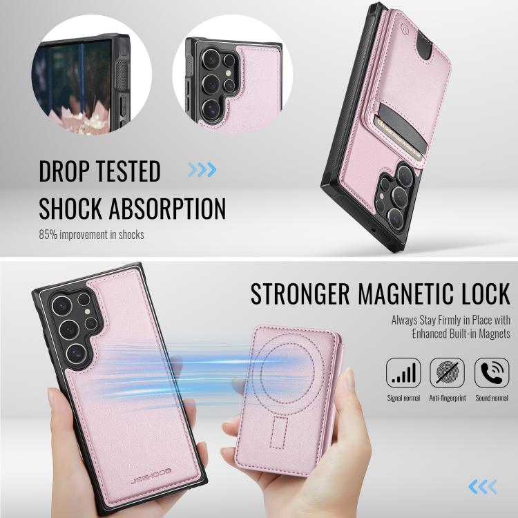 For Samsung Galaxy S23 Ultra 5G JEEHOOD J10 Flip Card Bag MagSafe Split RFID Leather Phone Case