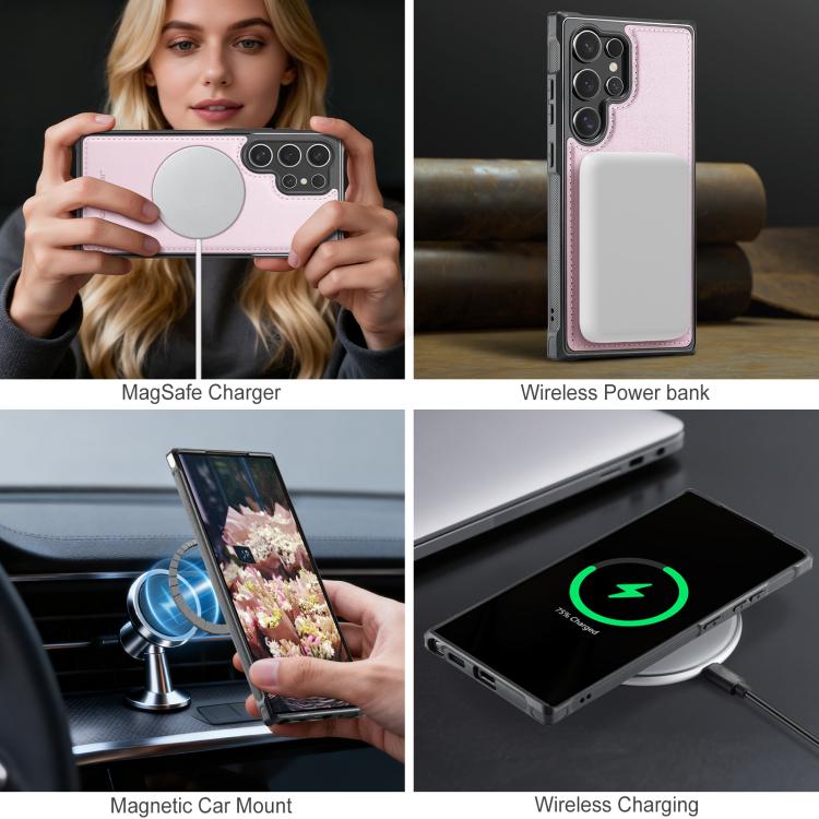 For Samsung Galaxy S23 Ultra 5G JEEHOOD J10 Flip Card Bag MagSafe Split RFID Leather Phone Case