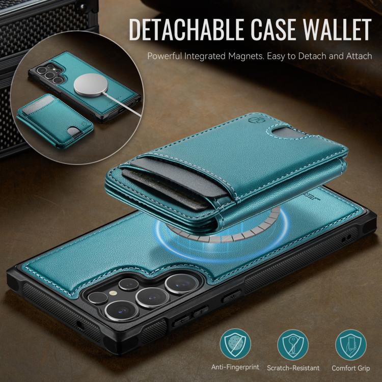 For Samsung Galaxy S23 Ultra 5G JEEHOOD J10 Flip Card Bag MagSafe Split RFID Leather Phone Case