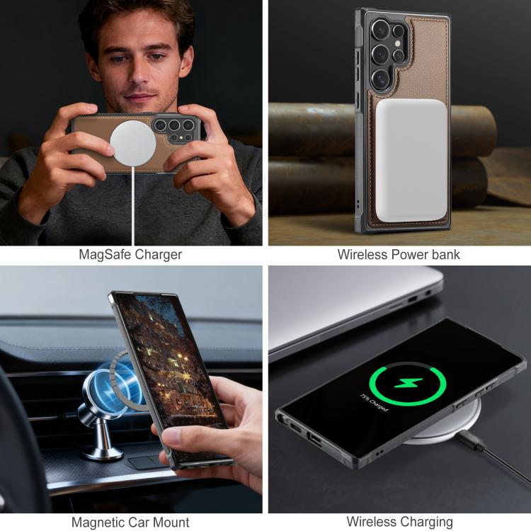 For Samsung Galaxy S23 Ultra 5G JEEHOOD J10 Flip Card Bag MagSafe Split RFID Leather Phone Case