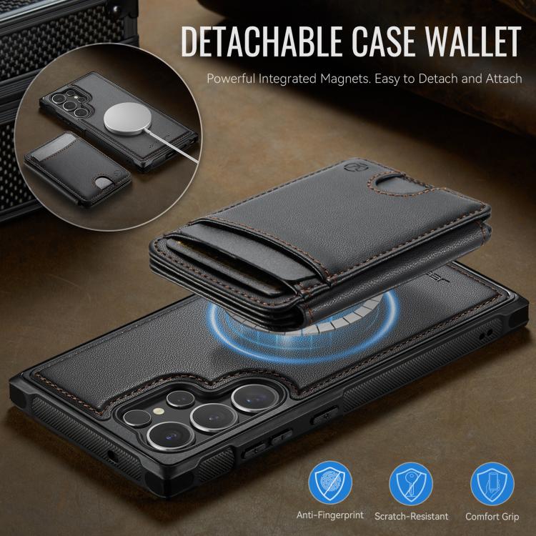 For Samsung Galaxy S23 Ultra 5G JEEHOOD J10 Flip Card Bag MagSafe Split RFID Leather Phone Case