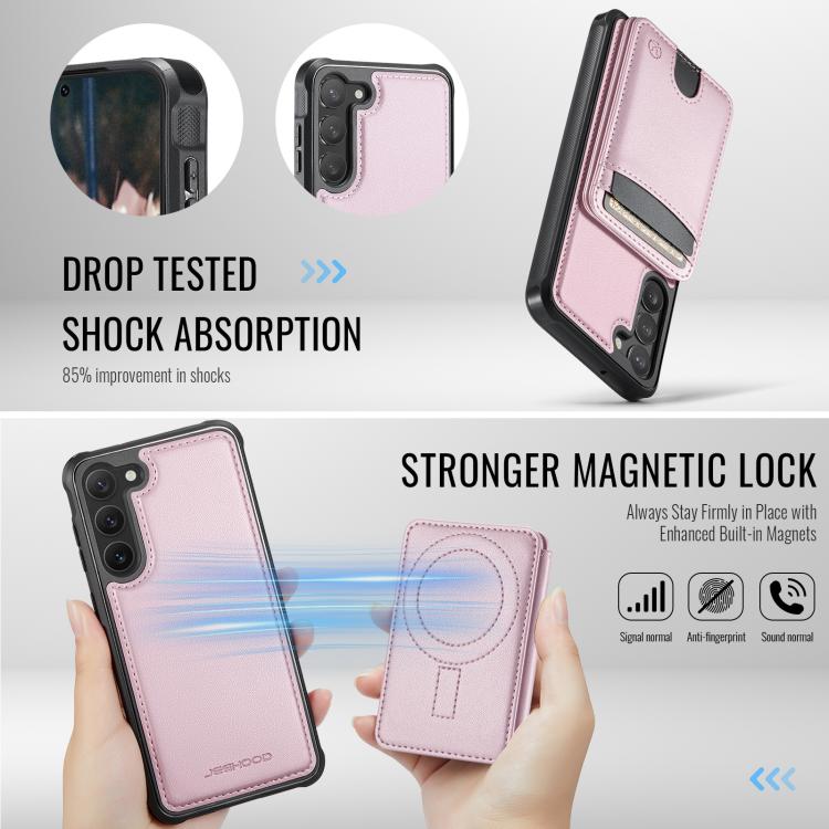 For Samsung Galaxy S23+ 5G JEEHOOD J10 Flip Card Bag MagSafe Split RFID Leather Phone Case