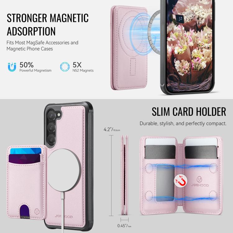For Samsung Galaxy S23+ 5G JEEHOOD J10 Flip Card Bag MagSafe Split RFID Leather Phone Case