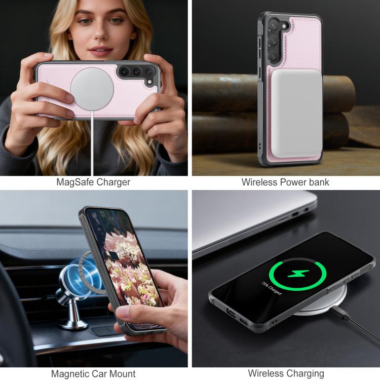 For Samsung Galaxy S23+ 5G JEEHOOD J10 Flip Card Bag MagSafe Split RFID Leather Phone Case