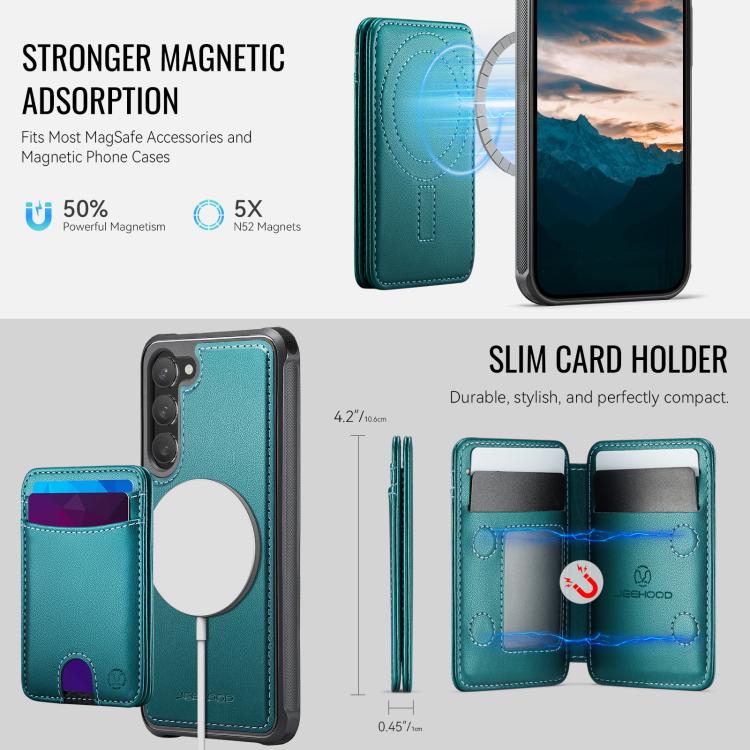 For Samsung Galaxy S23+ 5G JEEHOOD J10 Flip Card Bag MagSafe Split RFID Leather Phone Case