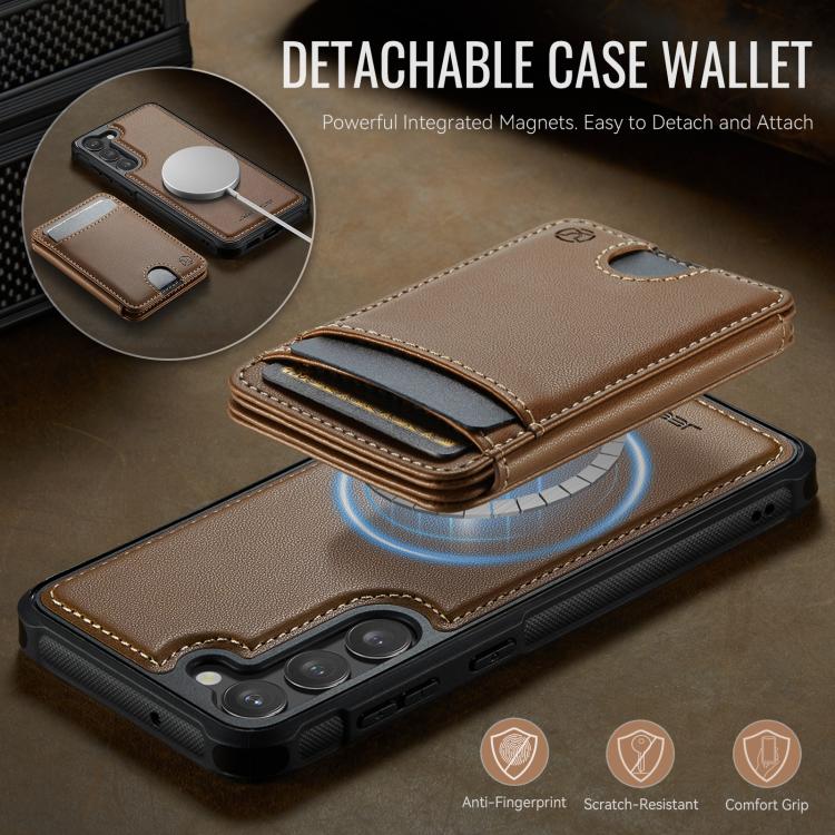 For Samsung Galaxy S23+ 5G JEEHOOD J10 Flip Card Bag MagSafe Split RFID Leather Phone Case