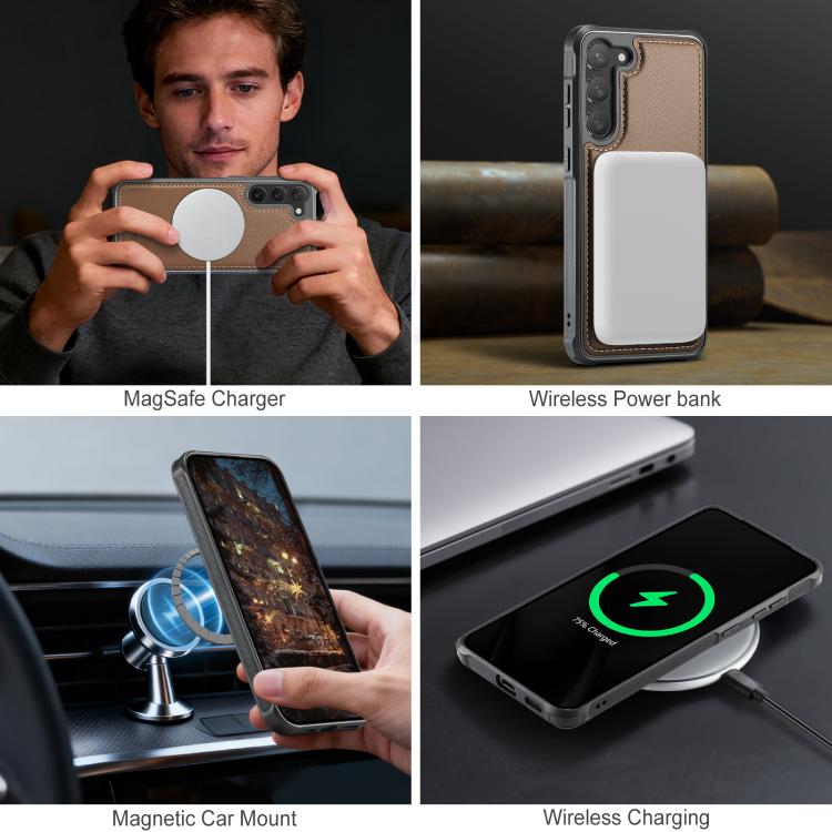 For Samsung Galaxy S23+ 5G JEEHOOD J10 Flip Card Bag MagSafe Split RFID Leather Phone Case