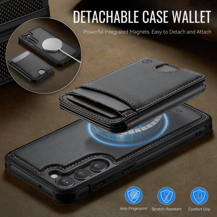 For Samsung Galaxy S23+ 5G JEEHOOD J10 Flip Card Bag MagSafe Split RFID Leather Phone Case