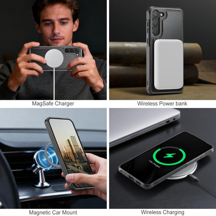 For Samsung Galaxy S23+ 5G JEEHOOD J10 Flip Card Bag MagSafe Split RFID Leather Phone Case