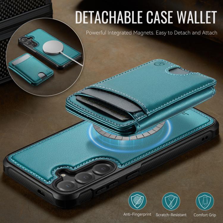 For Samsung Galaxy S25 5G JEEHOOD J10 Flip Card Bag MagSafe Split RFID Leather Phone Case