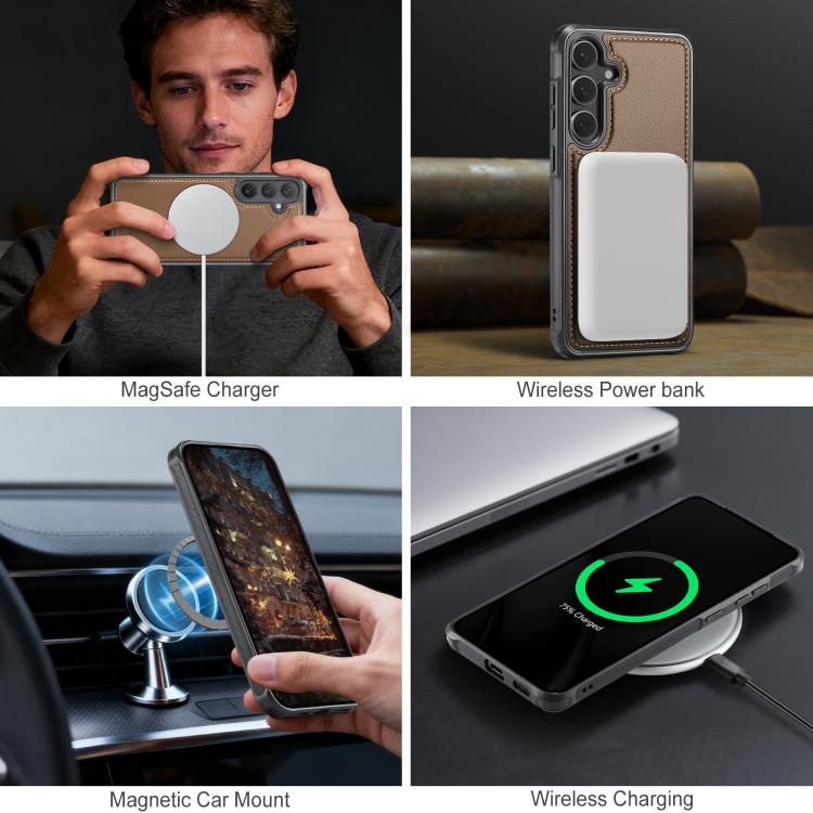 For Samsung Galaxy S25 5G JEEHOOD J10 Flip Card Bag MagSafe Split RFID Leather Phone Case