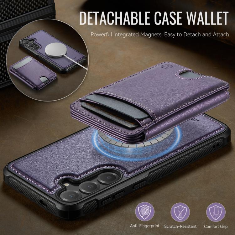 For Samsung Galaxy S24 5G JEEHOOD J10 Flip Card Bag MagSafe Split RFID Leather Phone Case