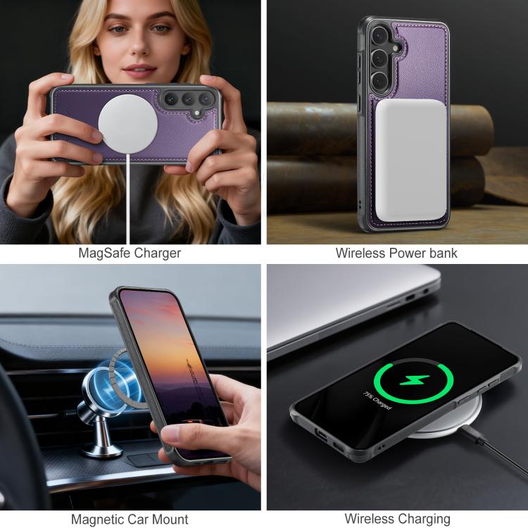 For Samsung Galaxy S24 5G JEEHOOD J10 Flip Card Bag MagSafe Split RFID Leather Phone Case
