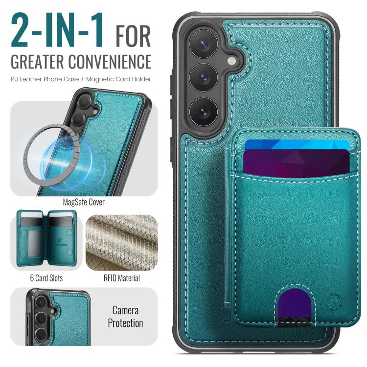 For Samsung Galaxy S24 5G JEEHOOD J10 Flip Card Bag MagSafe Split RFID Leather Phone Case